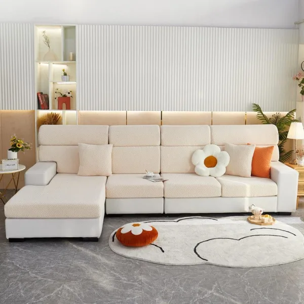 Beige - Housse polaire pour coussins de canapé - Motif Laine