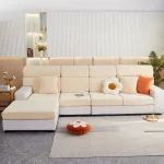 Beige - Housse polaire pour coussins de canapé - Motif Palmier