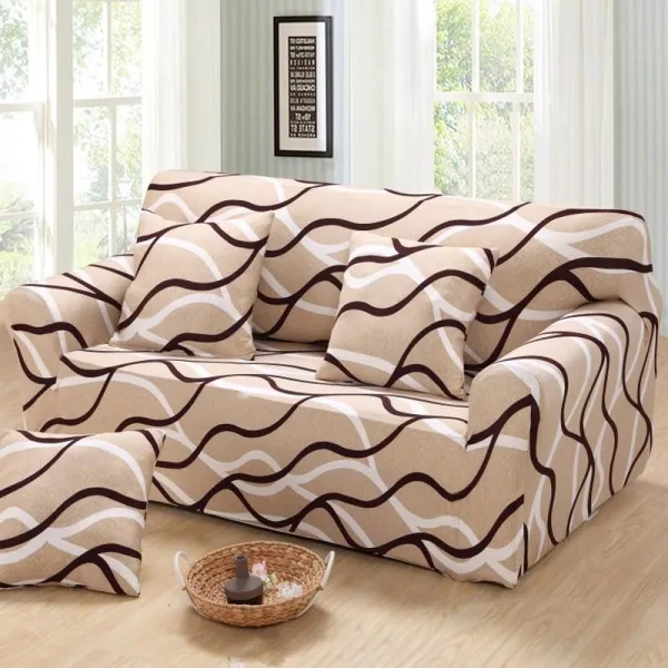 Beige Wave - Housse de Canapé Extensible