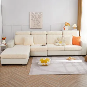 Blanc cassé - Housse polaire pour coussins de canapé - Motif Wool