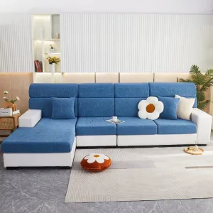 Bleu ciel - Housse polaire pour coussins de canapé - Motif Palmier