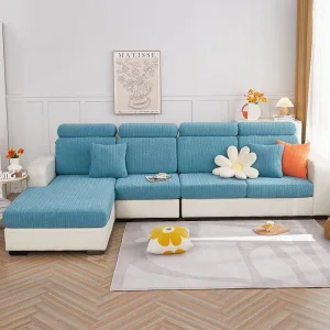 Bleu ciel - Housse polaire pour coussins de canapé - Motif Wool