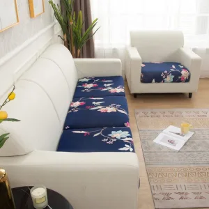 Bleu fleuri - Housse pour coussin de canapé