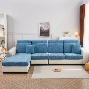 Bleu - Housse Polaire pour Coussins de Canapé - Motif Flower