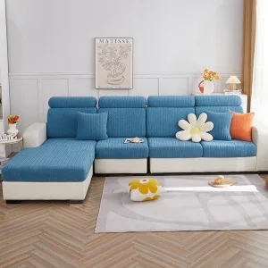 Bleu - Housse polaire pour coussins de canapé - Motif Wool