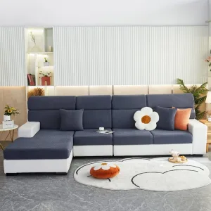 Bleu marine - Housse polaire pour coussins de canapé - Motif Laine
