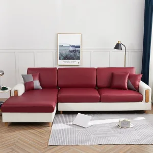 Bordeaux - Housse En Simili Cuir Pour Coussins De Canapé