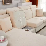 coussin de canapé en housse polaire blanc cassé rose