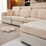 Coussins de canapé motif ours en polaire blanc cassé rose