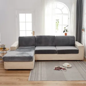 Gris Clair - Housse En Velours Pour Coussin De Canapé