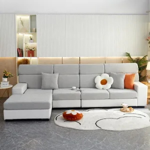 Gris clair - Housse polaire pour coussins de canapé - Motif Laine