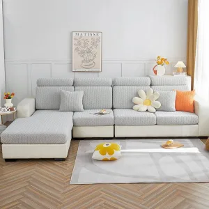 Gris clair - Housse polaire pour coussins de canapé - Motif Wool