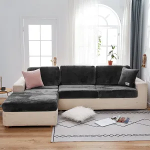 Gris - Housse en velours pour coussin de canapé