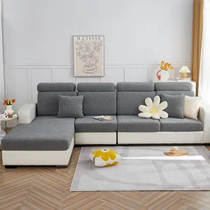 Gris - Housse polaire pour coussins de canapé - Motif Wool