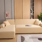 housse beige anti-tache pour canapé
