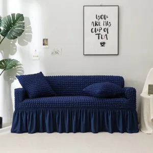 Bleu - Housses Jupe Extensibles de Fauteuil et Canapé