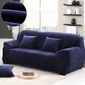 Bleu marine - Housses en velours Extensibles de Fauteuil et Canapé