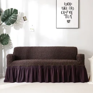 Marron - Housses Jupe Extensibles de Fauteuil et Canapé