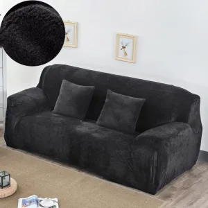 Noir - Housses en velours Extensibles de Fauteuil et Canapé