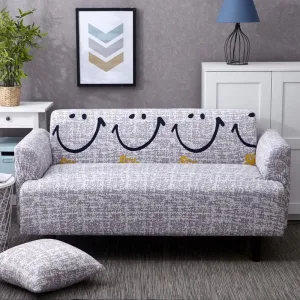 Gris Smiley - Housses Extensibles de Fauteuil et Canapé
