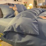 housse de couette haut de gamme bleu