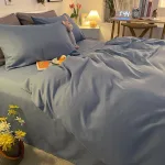 housse de couette unie bleu charrette