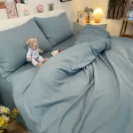 housse de couette en satin bleu ciel