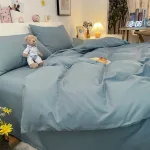 housse de couette bleu ciel en lin