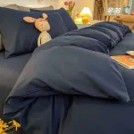 housse de couette haut de gamme bleu marine