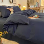 housse de couette en coton bleu marine