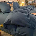 housse de couette haut de gamme bleu turquin