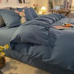 housse de couette douce bleu turquin