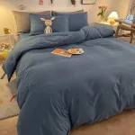 housse de couette en coton bleu turquin