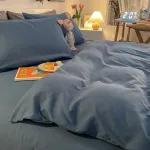 matériau durable housse de couette bleu turquin