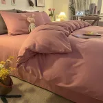 housse de couette en coton rose