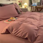 housse de couette rose uni