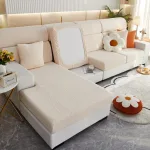 housse de coussin polaire pour canapé beige