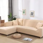 housse de protection beige canapé