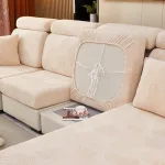 Housse polaire de couleur blanc cassé pour coussin de canapé