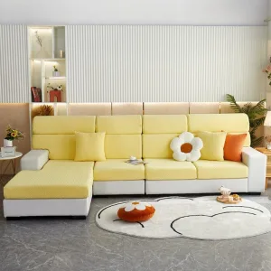Jaune - Housse Polaire Pour Coussins De Canapé - Motif Laine