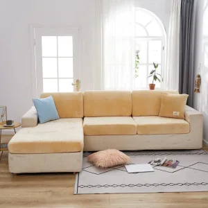 Jaune Pêche - Housse En Velours Pour Coussin De Canapé
