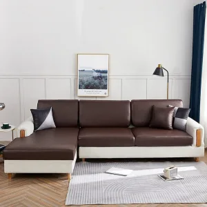 Marron - Housse en Simili cuir pour Coussins de Canapé