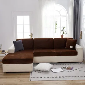 Marron - Housse en velours pour coussin de canapé