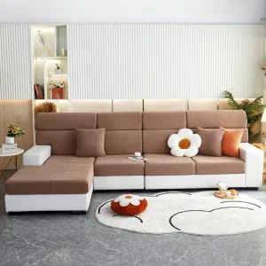 Marron - Housse polaire pour coussins de canapé - Motif Laine