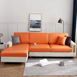 Orange - Housse en Simili cuir pour Coussins de Canapé