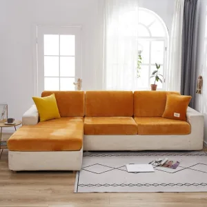 Orange - Housse en velours pour coussin de canapé