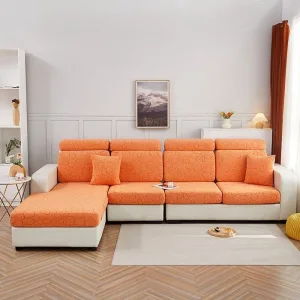 Orange - Housse Polaire pour Coussins de Canapé - Motif Flower