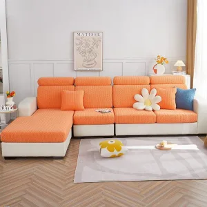 Orange - Housse polaire pour coussins de canapé - Motif Wool