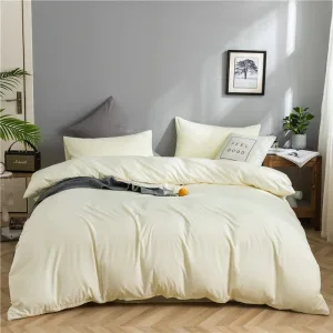 Blanc cassé - Drap housse / Housse de couette / 2 taies d'oreiller