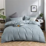 Bleu ciel - Drap housse / Housse de couette / 2 taies d'oreiller